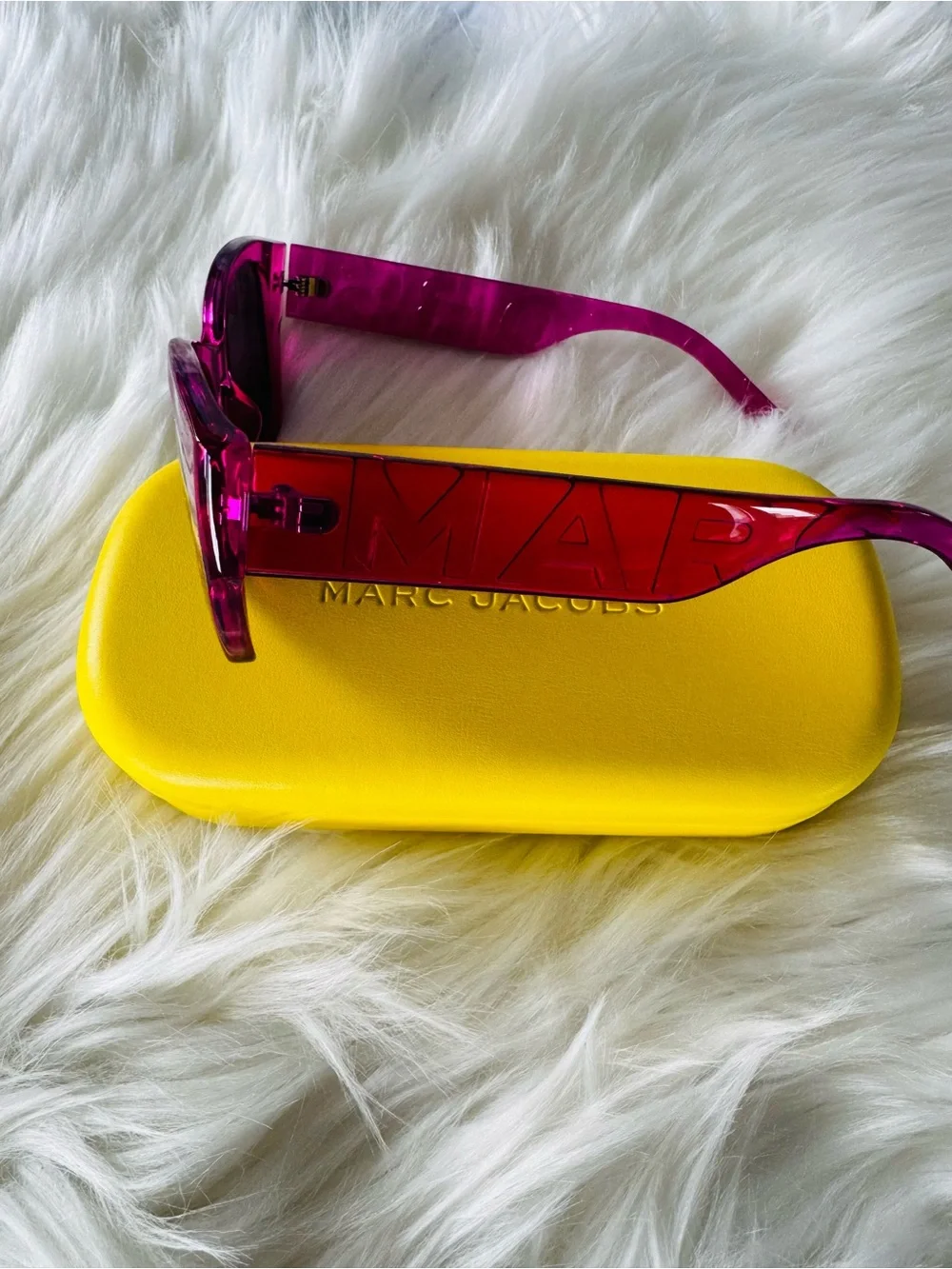 Marc Jacobs Hot Pink Sunglasses with Yellow Case